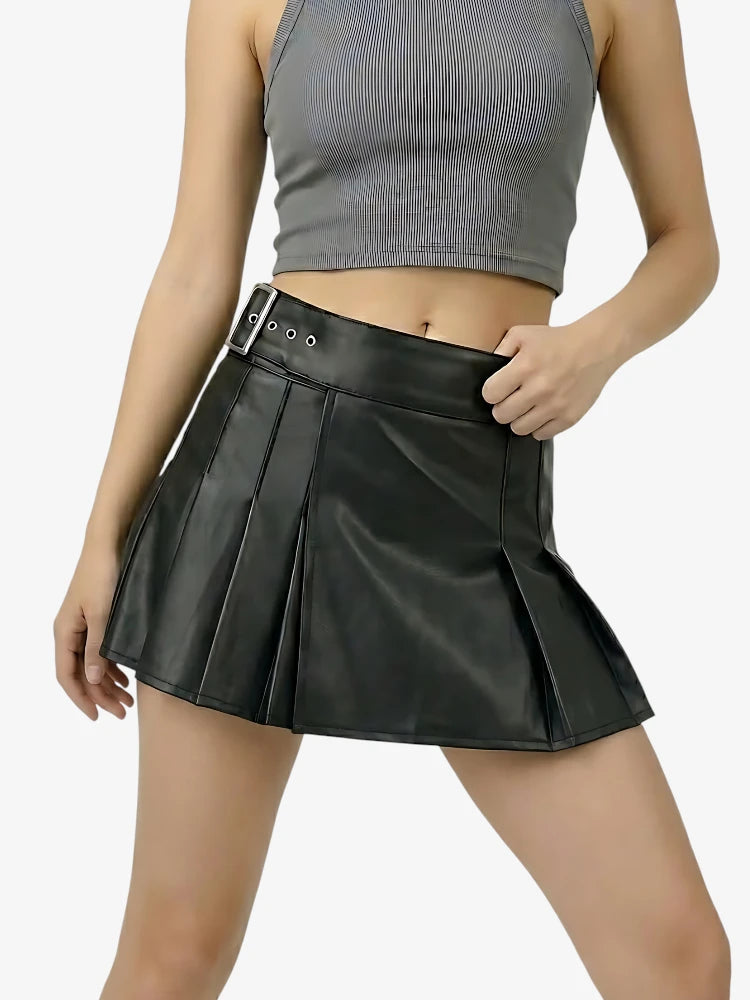Kilt in Pelle Nera Premium su Misura da Donna