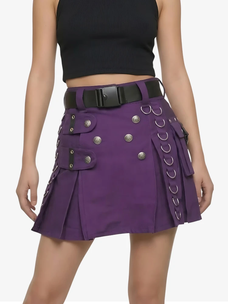 Mini Kilt Utility Viola Su Misura da Donna