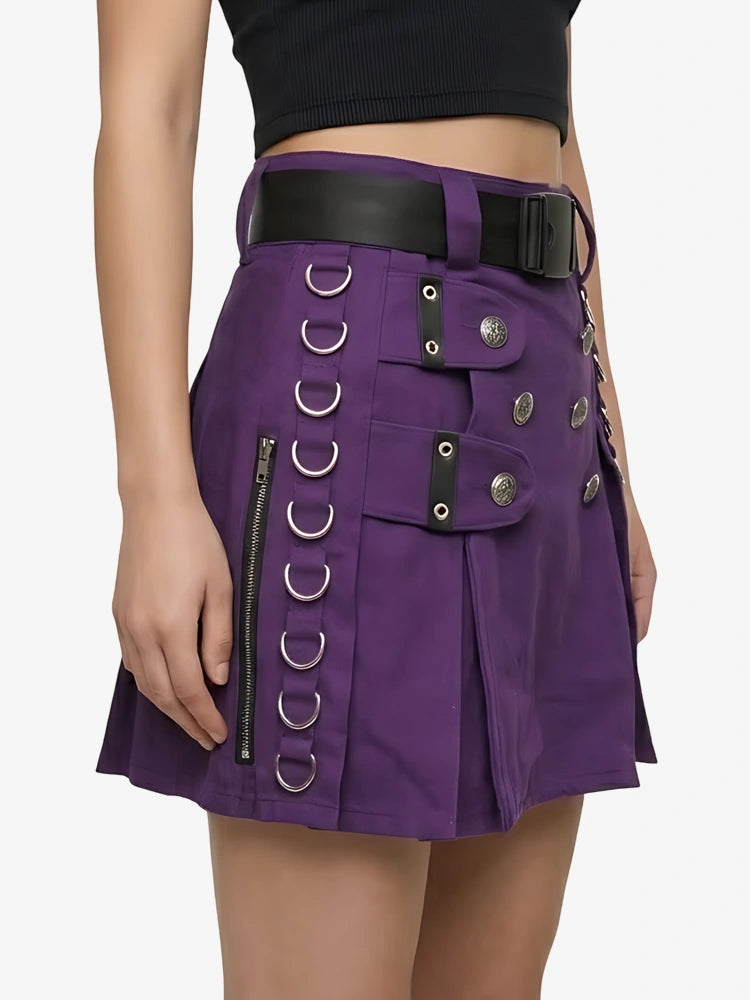 Mini Kilt Utility Viola Su Misura da Donna