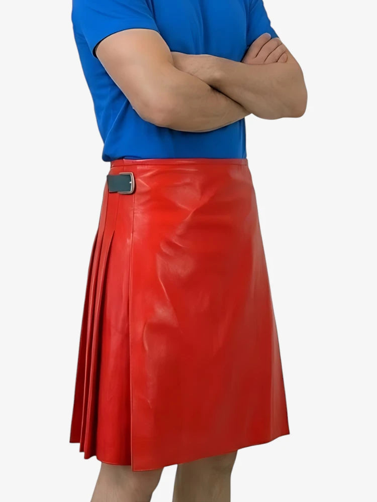 Kilt in pelle rossa su misura