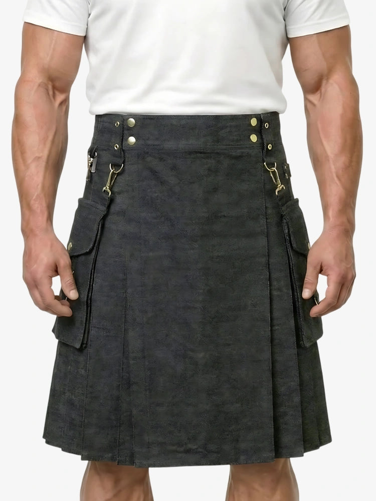 Kilt in denim nero elegante su misura