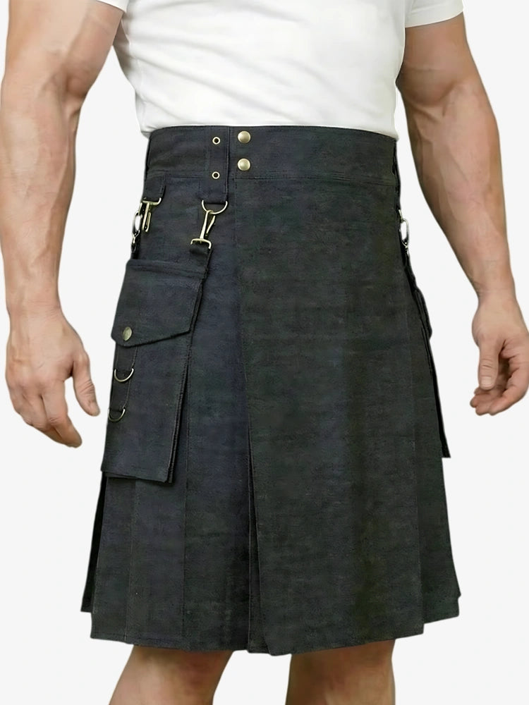 Kilt in denim nero elegante su misura