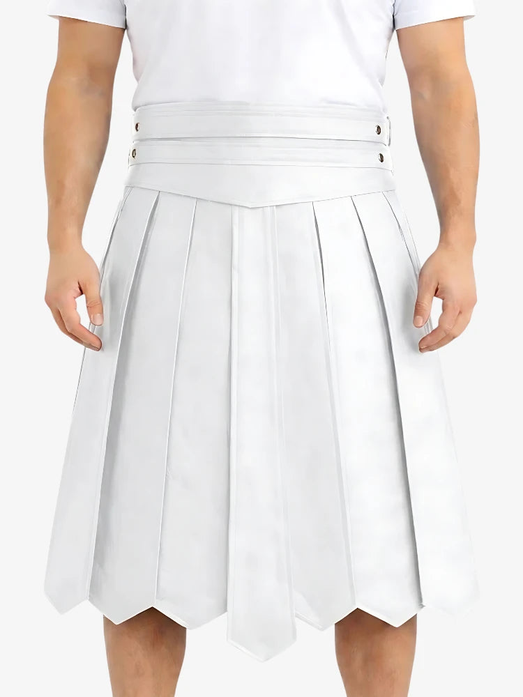 Kilt in pelle guerriero bianco elegante su misura