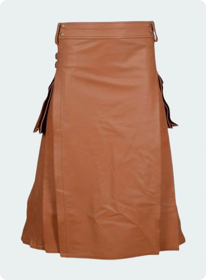 Custom Made Traditional Brown Leather Kilt