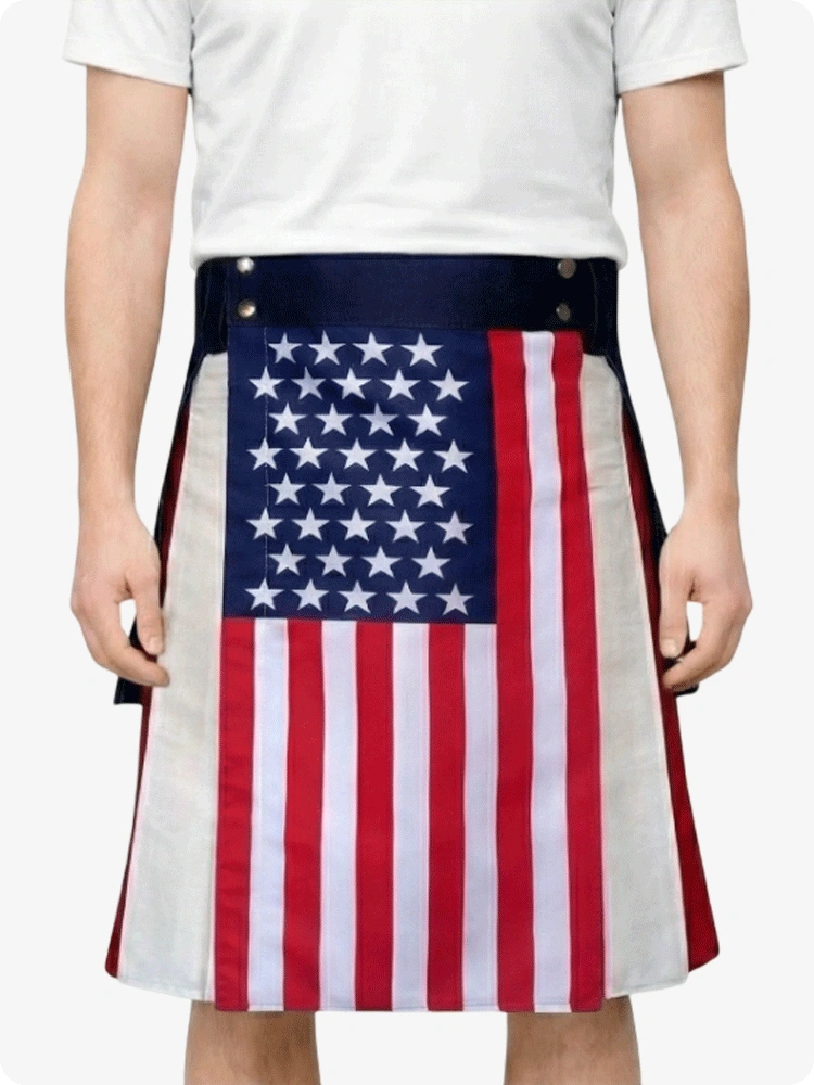 Custom Made Unisex US Flag Utility Kilt