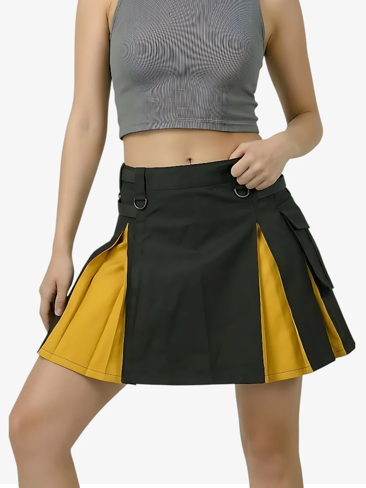 Kilt Ibrido Nero e Giallo da Donna su Misura