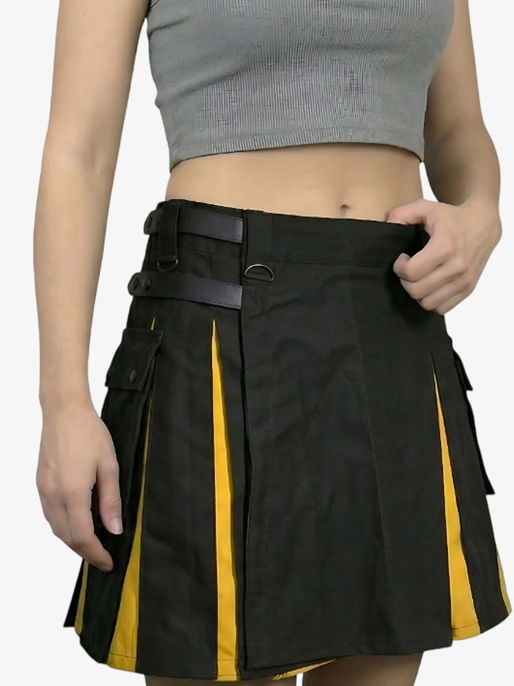 Kilt Ibrido Nero e Giallo da Donna su Misura
