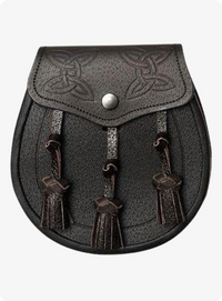 Dark Brown Leather Twin Swirl Celtic Embossed Sporran