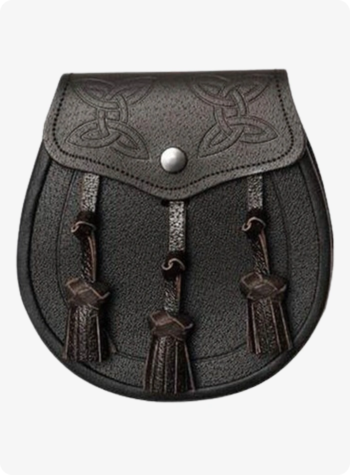 Dark Brown Leather Twin Swirl Celtic Embossed Sporran