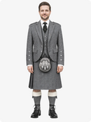Dark Grey Herringbone Tweed Kilt with Dark Grey Herringbone Tweed Argyle Jacket Outfit