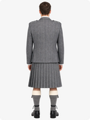 Dark Grey Herringbone Tweed Kilt with Dark Grey Herringbone Tweed Argyle Jacket Outfit