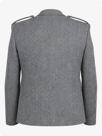 Gray herringbone patterned jacket on a white background