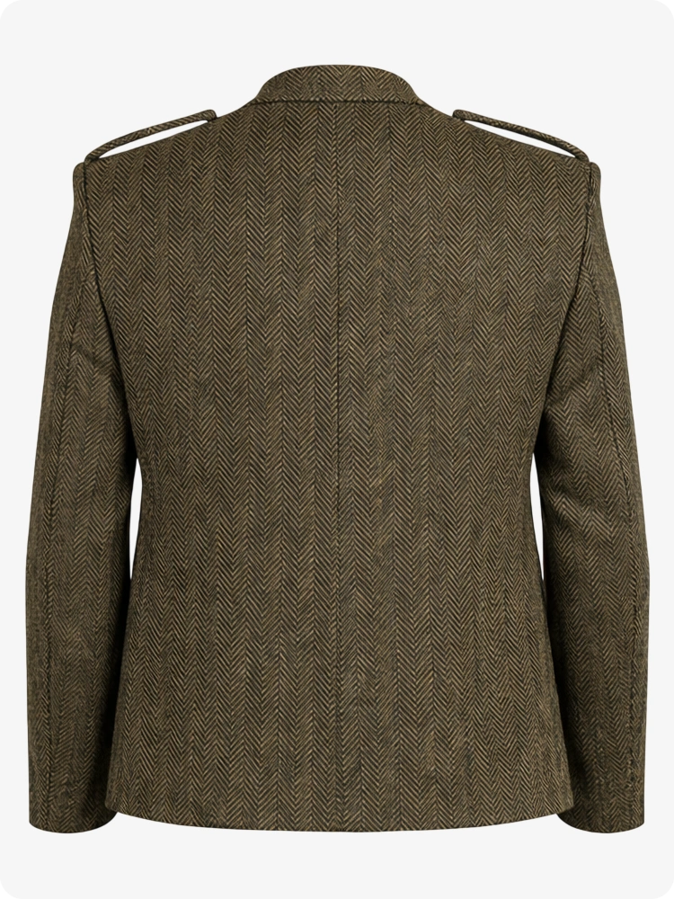 Brown tweed jacket on a white background