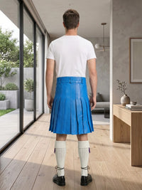 Electric Blue Leather Utility Kilt Back Side