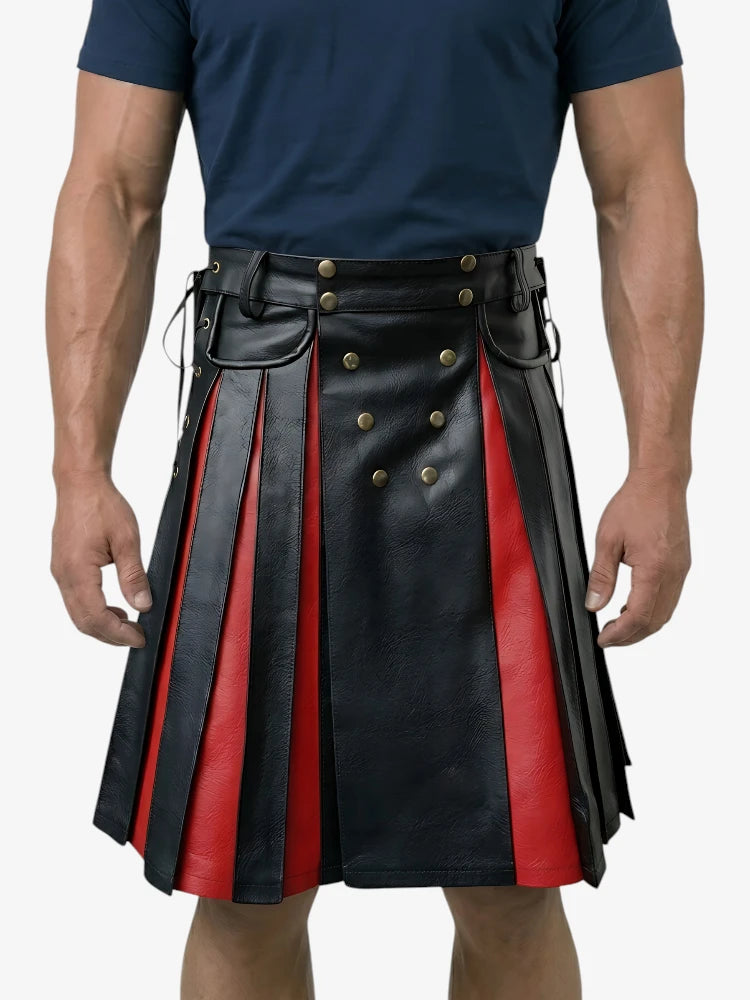 Kilt in Pelle Gladiatore con Pannelli Frontali Su Misura