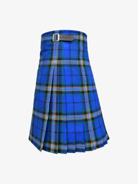 Blue plaid kilt on a white background
