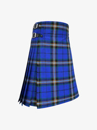 Blue plaid kilt on a white background