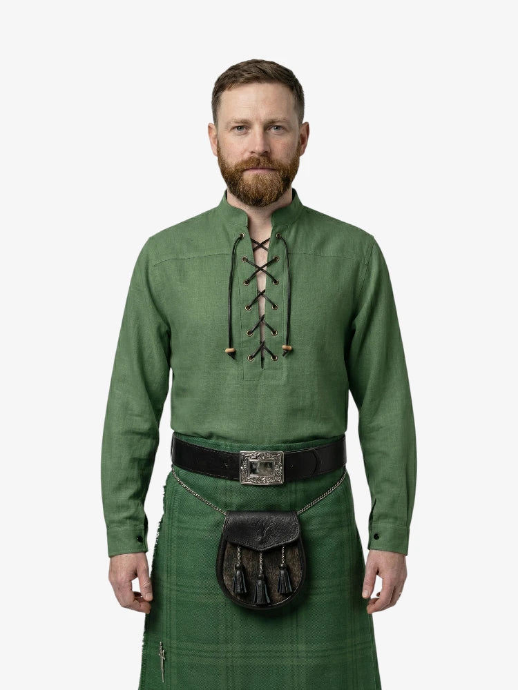 Camicia Jacobite Ghillie verde su misura