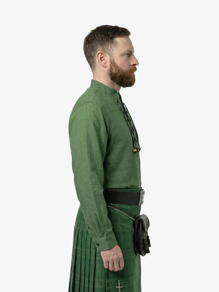 Camicia Jacobite Ghillie verde su misura