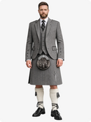 Grey Herringbone Tweed Kilt with Grey Herringbone Tweed Argyle Jacket Kilt Outfit