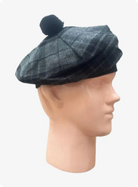 Grey Night Tartan Tam O Shanter Hat