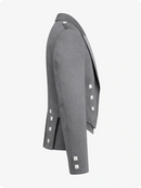 Gray coat with white square patterns on a white background