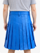 Handcrafted Standard Blue Leather Utility Kilt with Front Button Rivets