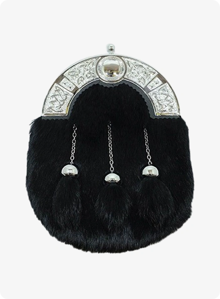 Handmade Black Rabbit Fur Sporran