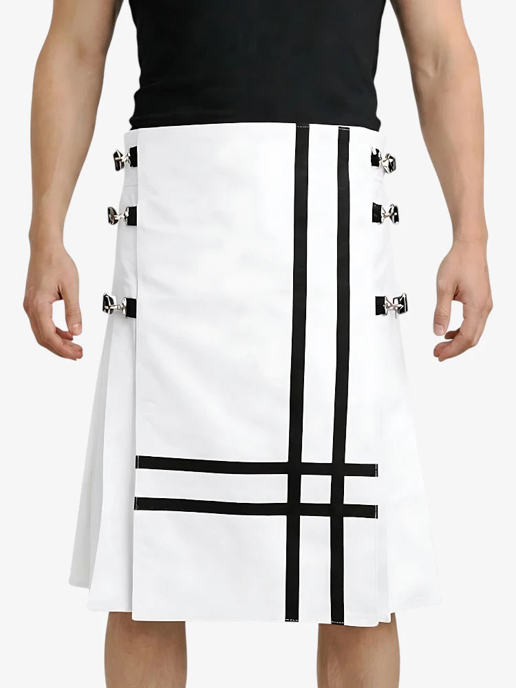 Kilt in pelle bianca fatto a mano