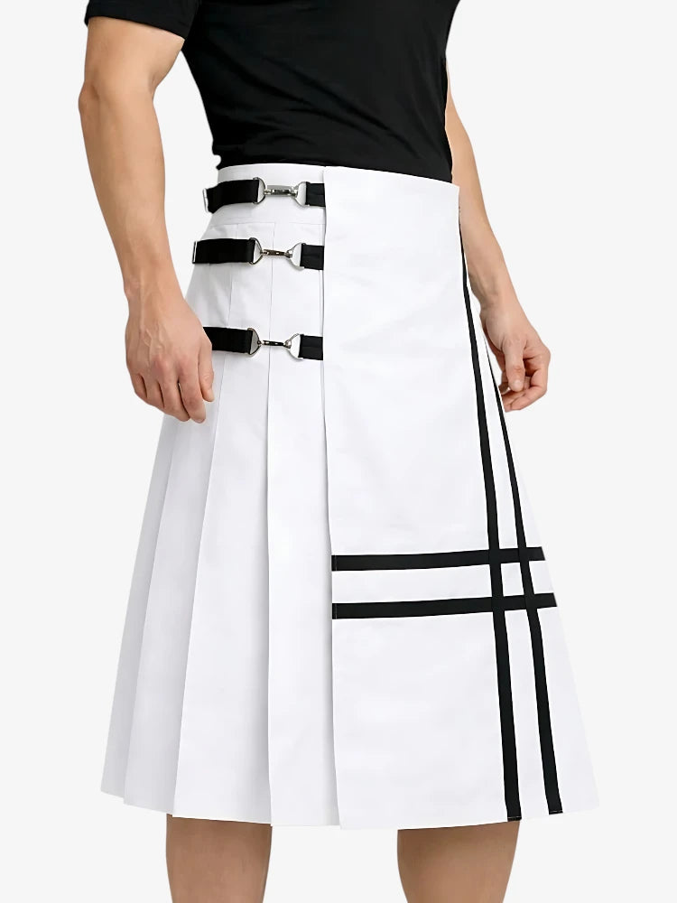 Kilt in pelle bianca fatto a mano