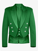 Giacca Kilt Prince Charlie Verde Kelly con Risvolti in Raso e Bottoni Quadrati Argento