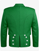 Giacca Kilt Prince Charlie Verde Kelly con Risvolti in Raso e Bottoni Quadrati Argento