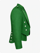 Giacca Kilt Prince Charlie Verde Kelly con Risvolti in Raso e Bottoni Quadrati Argento