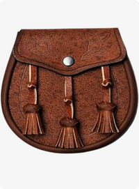 Khaki Leather Twin Swirl Celtic Embossed Sporran