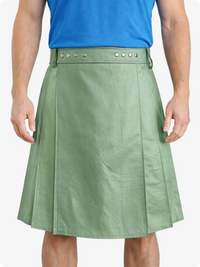 Light Green kilt worn by a person on a white background