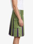 Light Green Leather Kilt With Purple Pleats Right