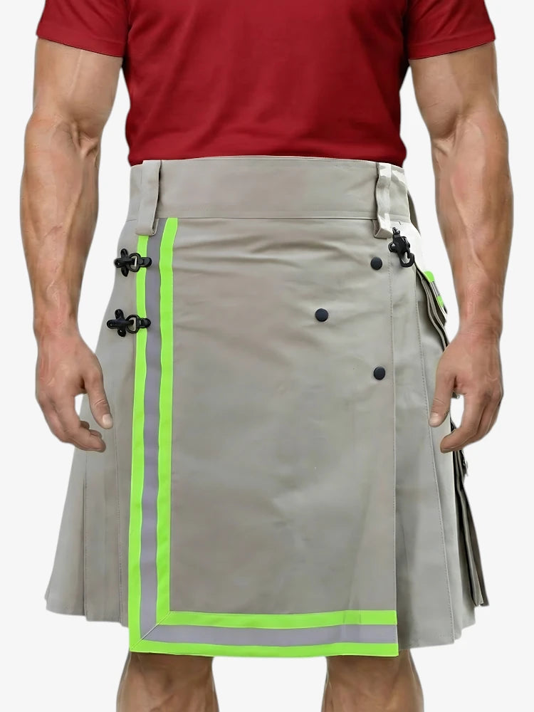 Kilt Vigile del Fuoco Grigio Chiaro con Strisce Neon