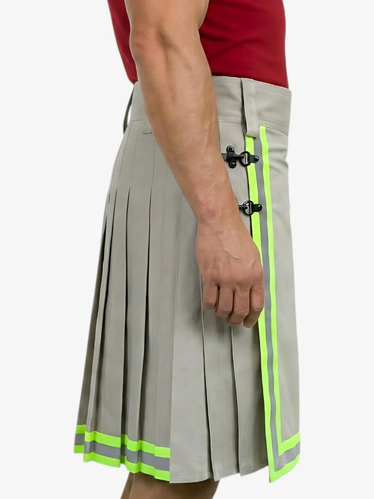 Kilt Vigile del Fuoco Grigio Chiaro con Strisce Neon