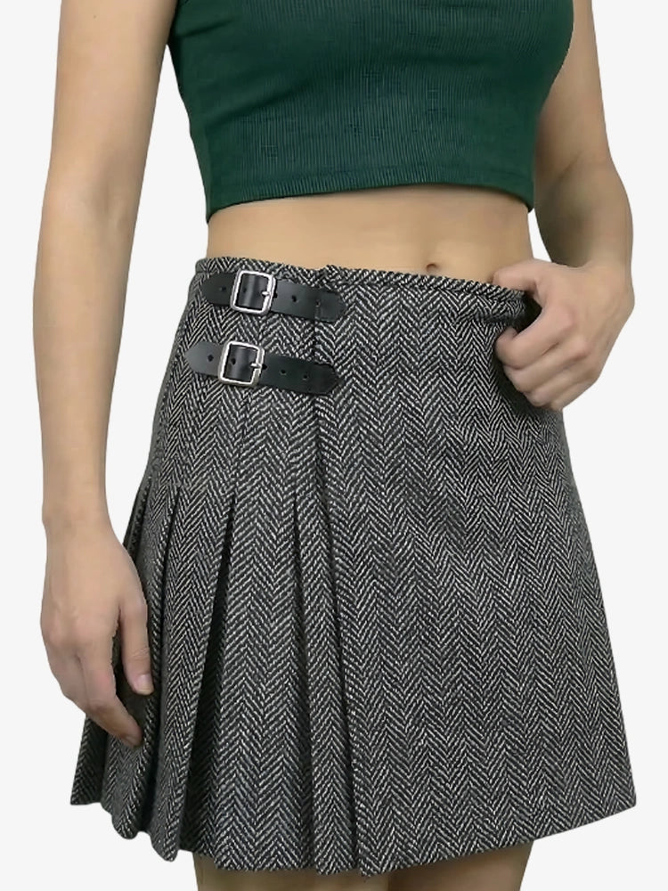 Kilt in Tweed Grigio Chiaro da Donna