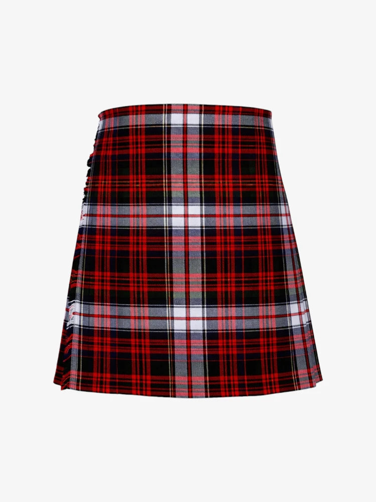 Red and black plaid kilt on a white background