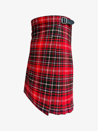 Red and black plaid kilt on a white background
