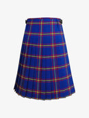 Blue plaid kilt on a white background