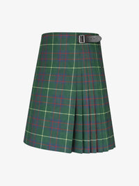Green plaid kilt with a belt on a white background