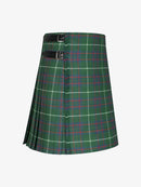 Green plaid kilt with a belt on a white background