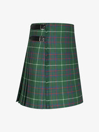 Green plaid kilt with a belt on a white background