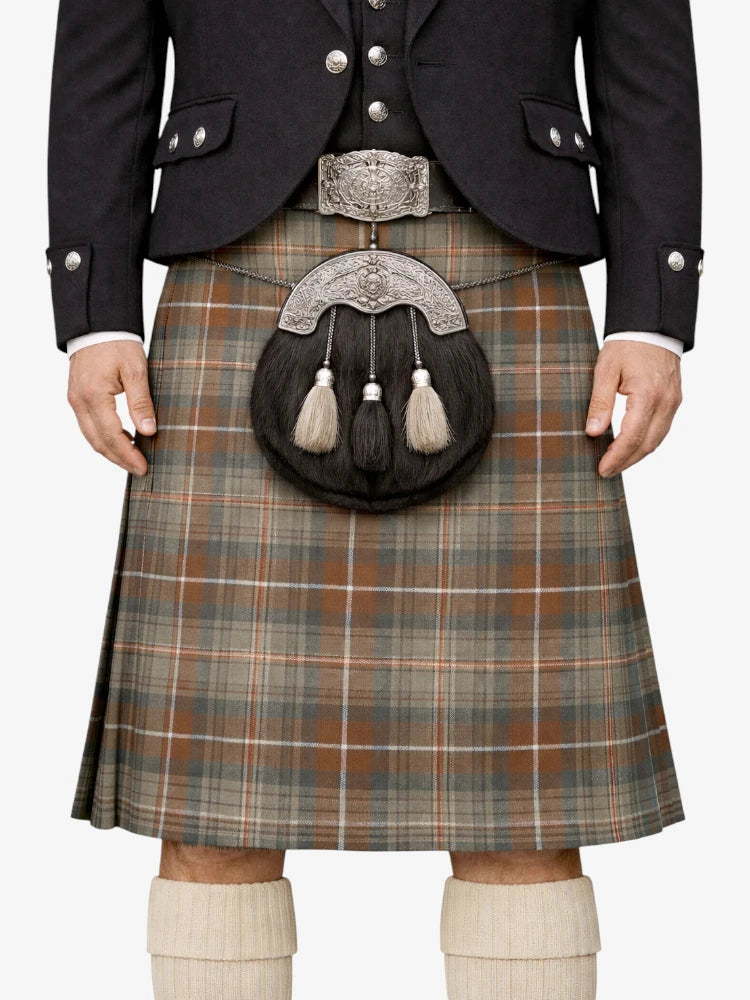 Mackenzie Weathered Tartan Kilt Model Front