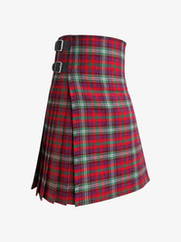 Red and green plaid kilt on a white background