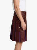 Maroon Leather Kilt With Purple Pleats Right