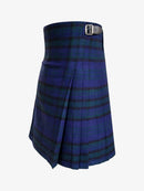 Blue plaid kilt with a belt on a white background