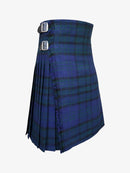 Blue plaid kilt on a white background